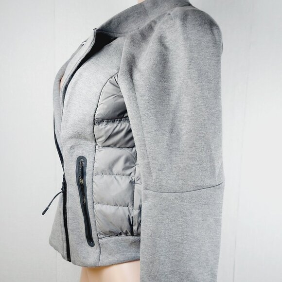 Nike Women's Grey Black Tech Fleece Aeroloft Moto Puffer Jacket Size S - Picture 4 of 16